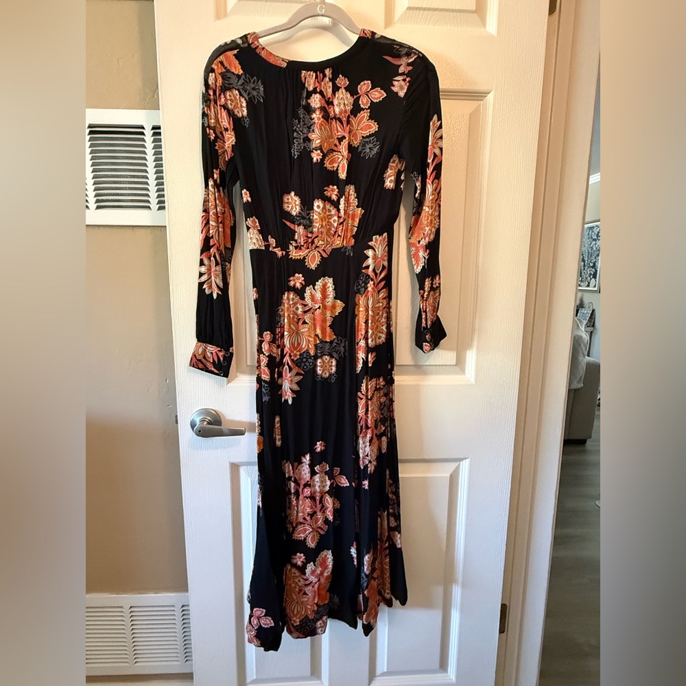 Free People Black Floral Long Sleeve Midi Dress - Picture 8 of 11